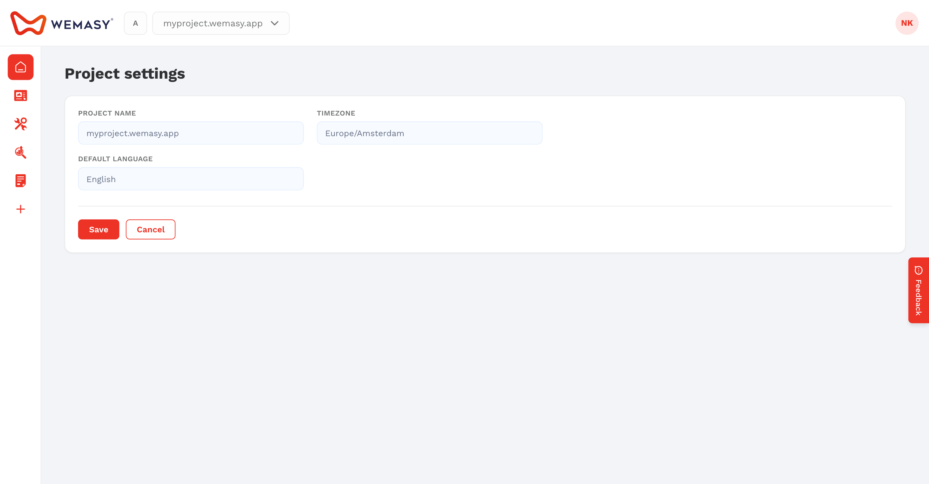 Der Tab Allgemein in den Projekteinstellungen mit dem Tracking-Code