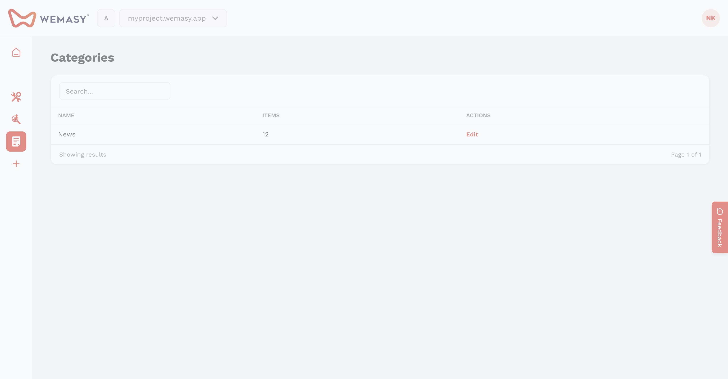 Website-Builder: Kategorien aktivieren