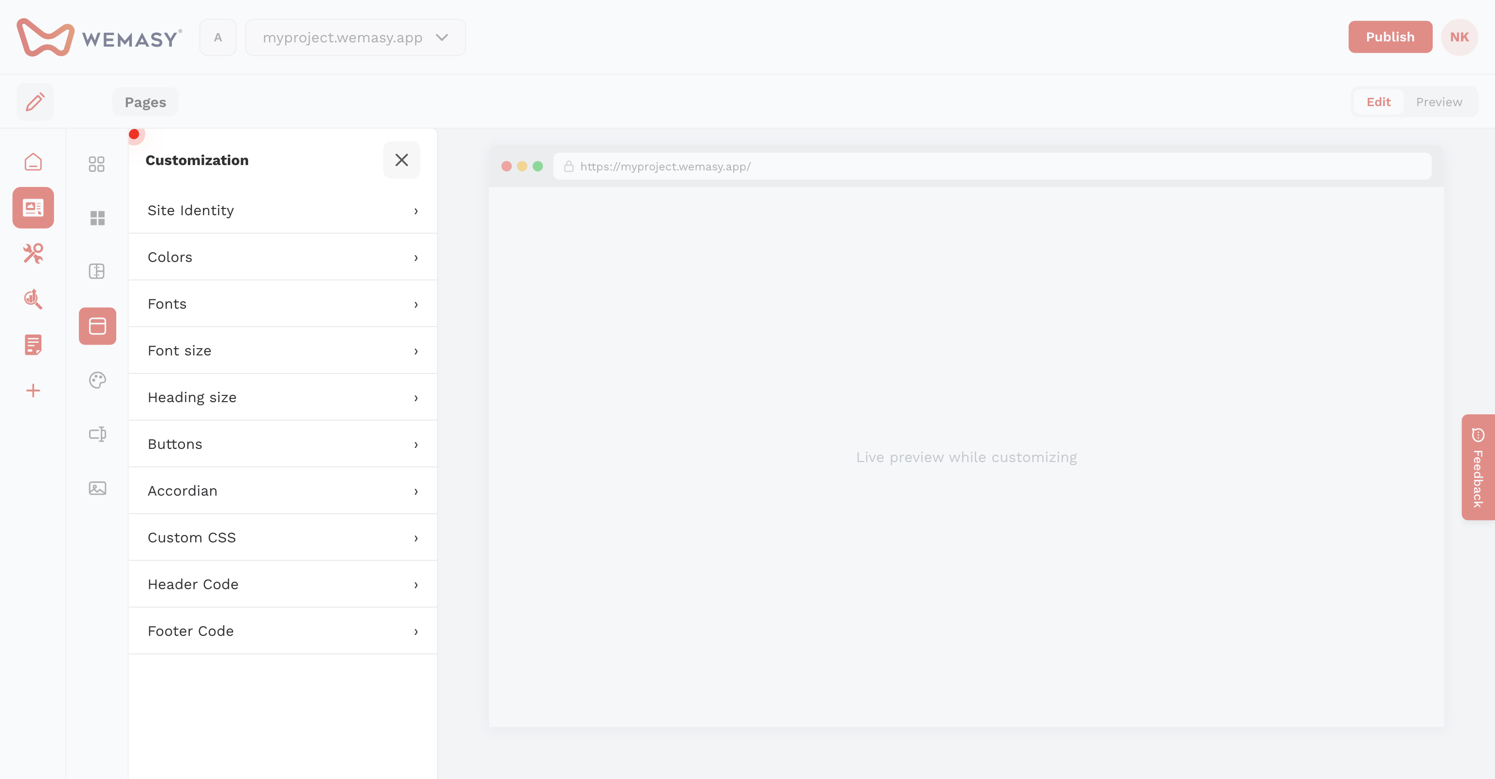 Website-Builder: Eigenes CSS öffnen