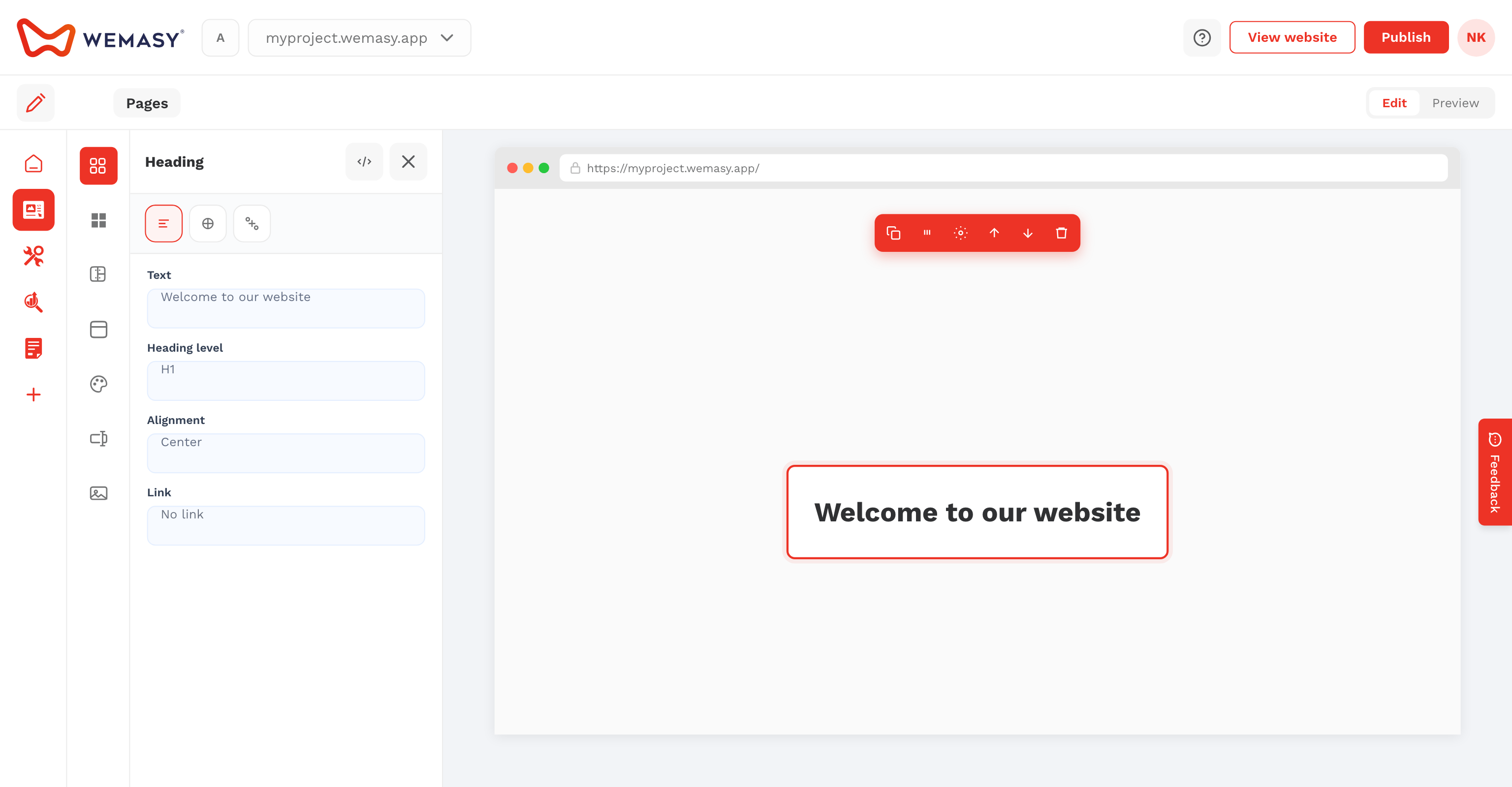 Website-Builder: Gestaltung pro Menüpunkt