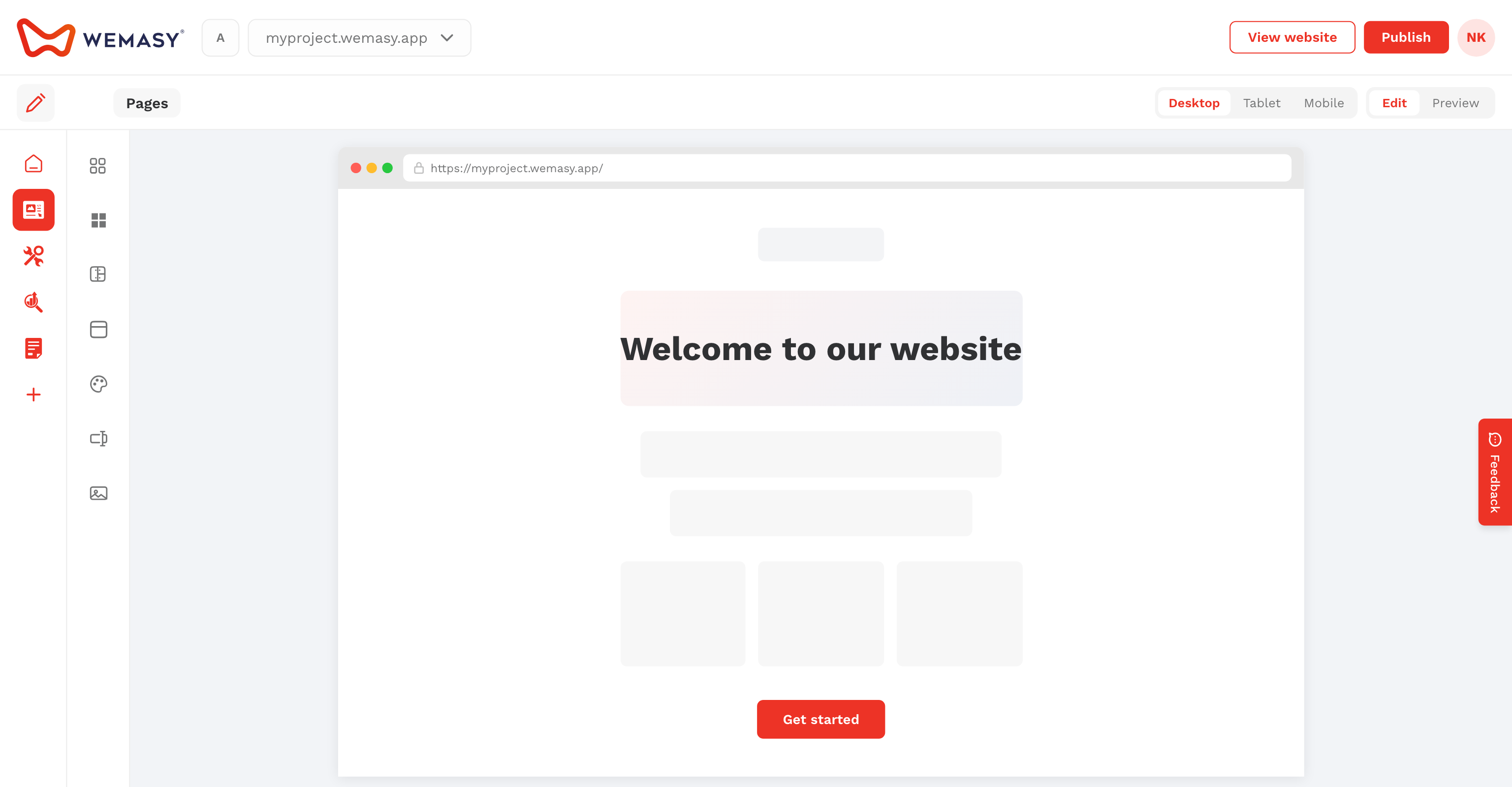 Website-Builder: Die Mediathek öffnen