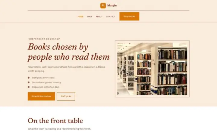 Website für Buchhandlung