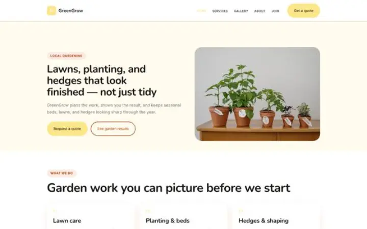 Website für Gartenpflege