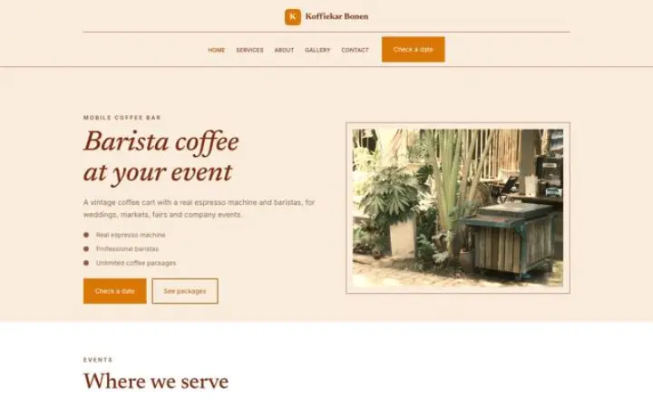 Website für Mobile Kaffeebar