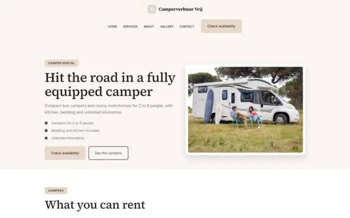 Website für Wohnmobilvermietung