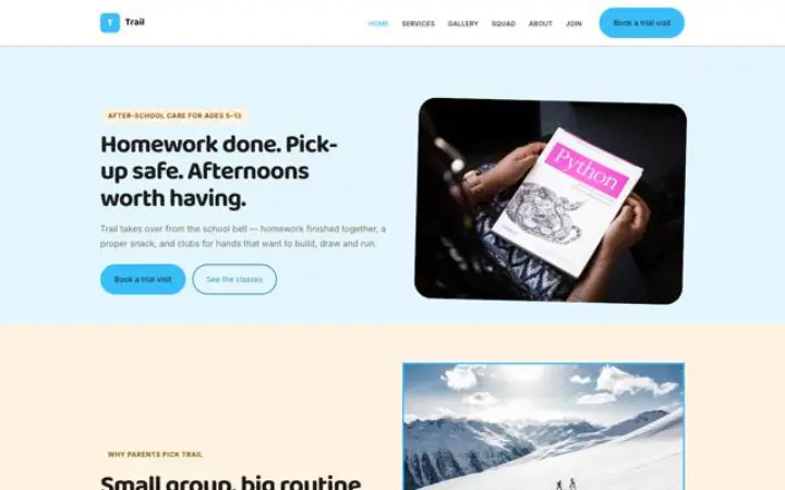 Website für Nachmittagsbetreuung