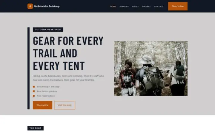 Website für Outdoorladen