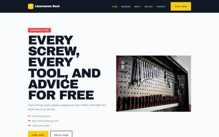 Website für Eisenwarenhandel