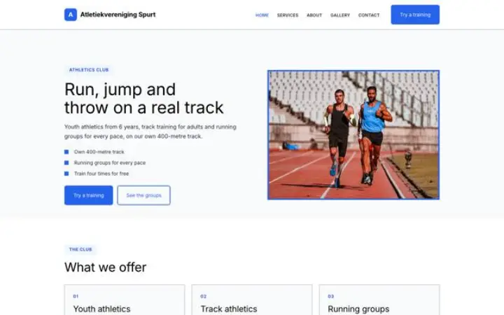 Website für Leichtathletikverein