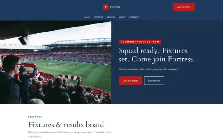 Website für Sportteam