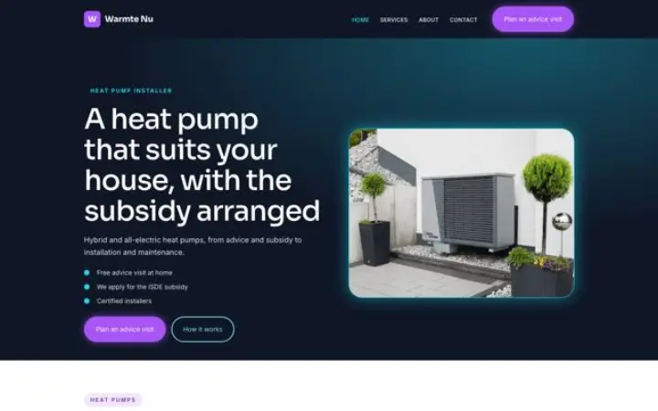 Website für Wärmepumpen-Fachbetrieb