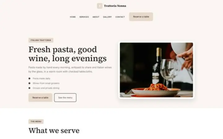 Website für Italienische Trattoria