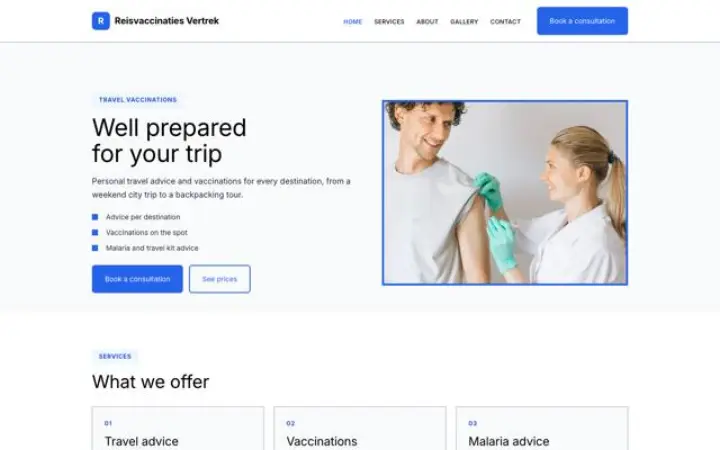 Website für Praxis für Reiseimpfungen