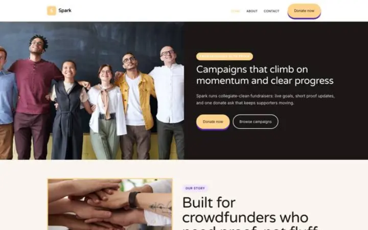 Website für Spendenaktion