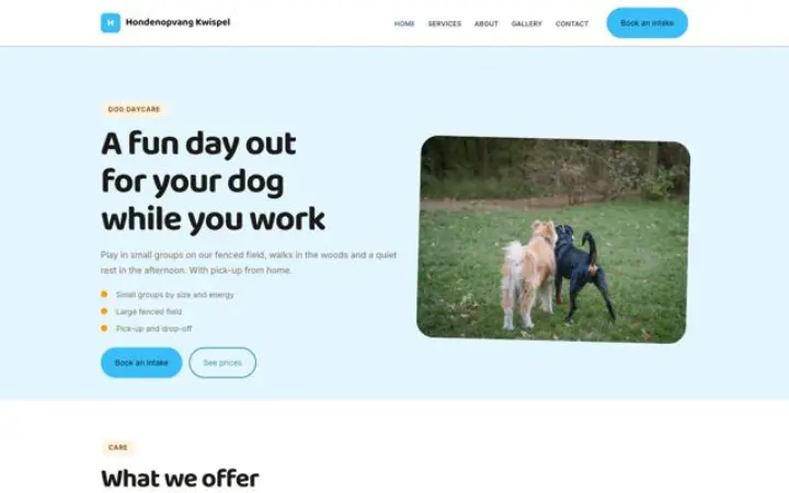 Website für Hundetagesstätte