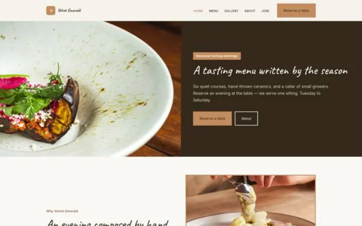 Website für Fine Dining