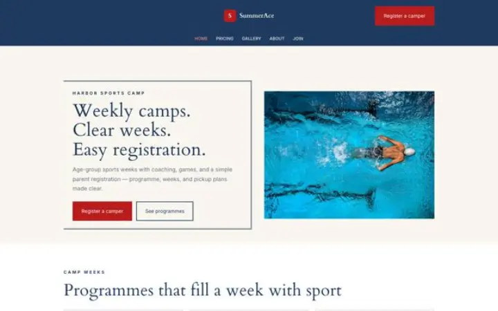 Website für Sportcamp