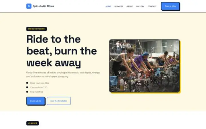 Website für Indoor-Cycling-Studio