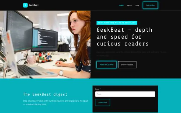 Beispiel für das Theme GeekBeat für Tech