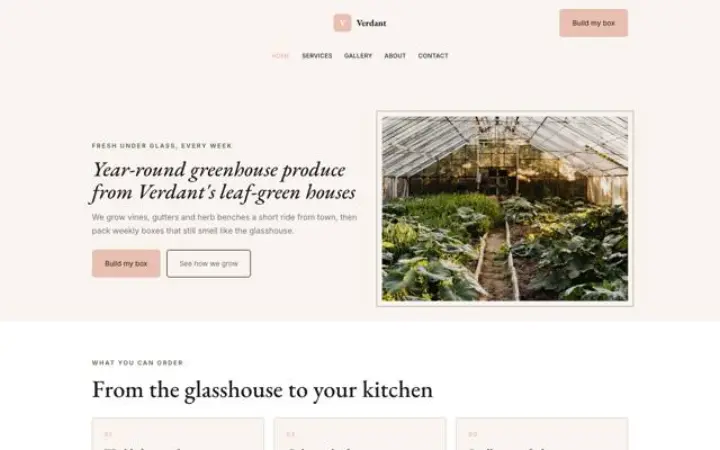 Website für Gewächshaus