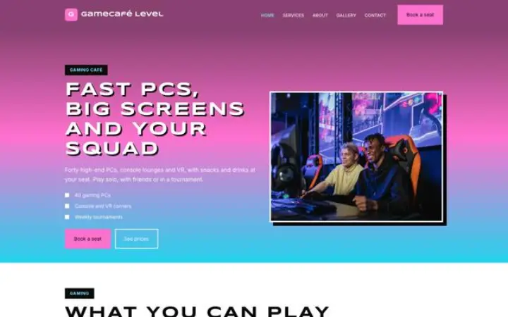 Website für Gaming-Café