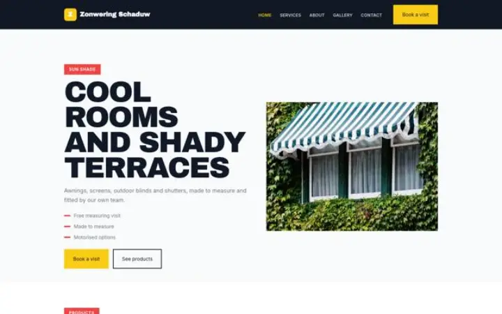 Website für Sonnenschutz-Fachbetrieb