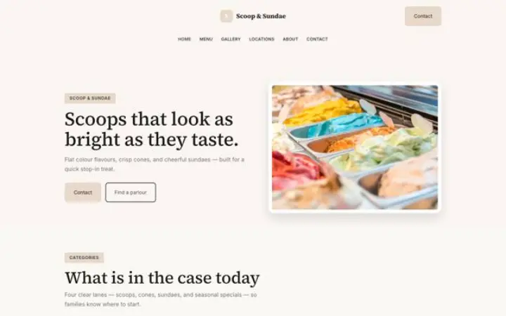 Website für Eisdiele