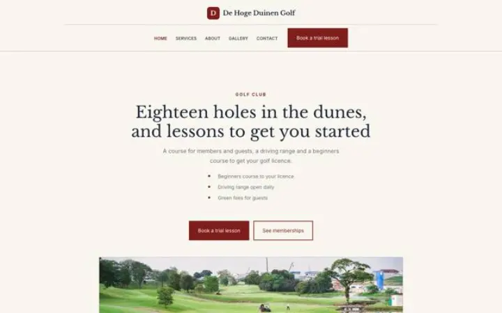 Website für Golfclub