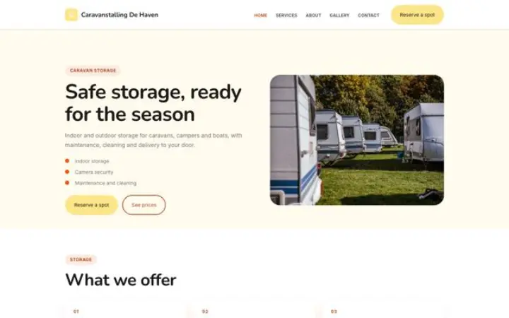 Website für Wohnwagen-Einstellplatz