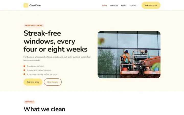 Website für Fensterreinigung