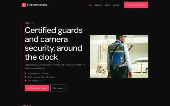 Website für Sicherheitsdienst
