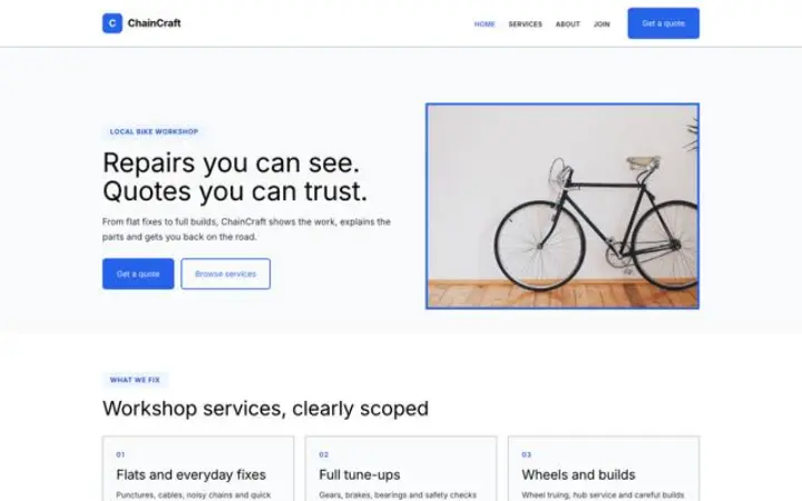 Website für Fahrradwerkstatt
