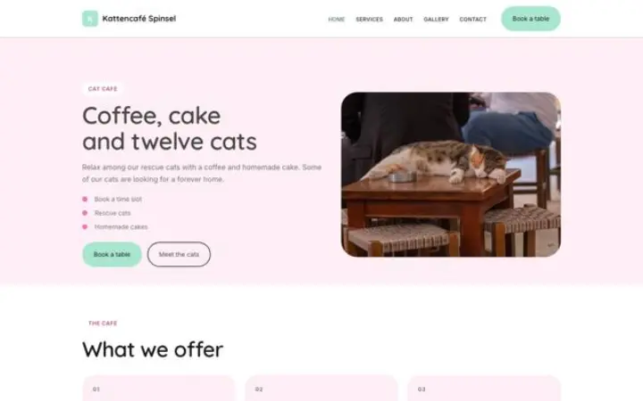 Website für Katzencafé
