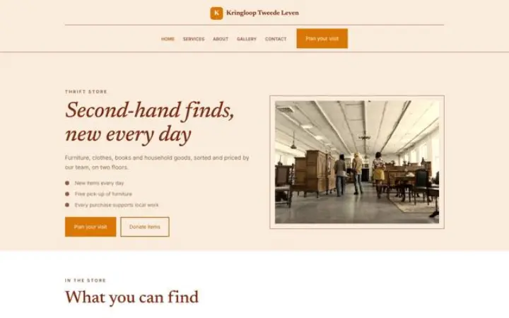 Website für Secondhand-Kaufhaus
